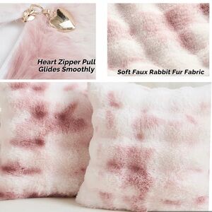 Boho/Fuzzy Faux Rabbit Fur Euro Pillow Shams (2) Raised Texture/Size: 26"x26"